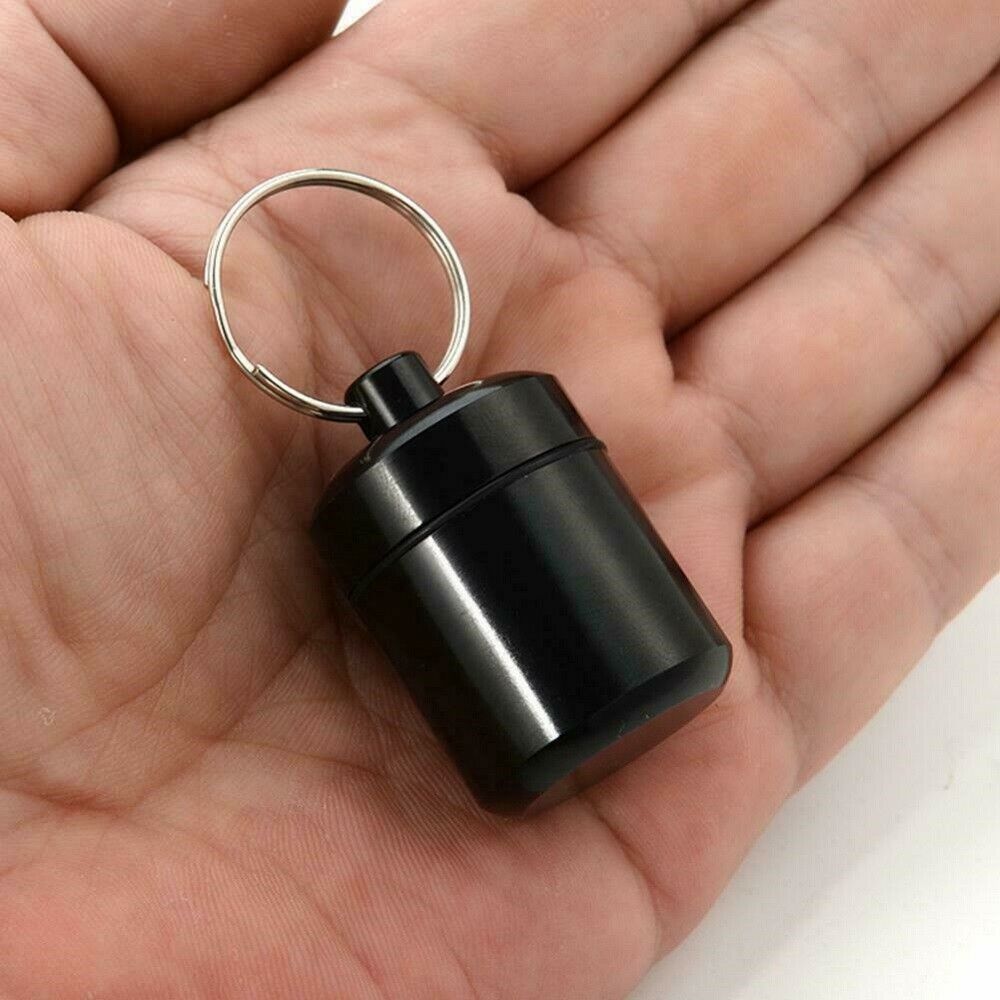 Waterproof Pill Box Keychain Medicine Bottle Drug Aluminum Holder Container Case