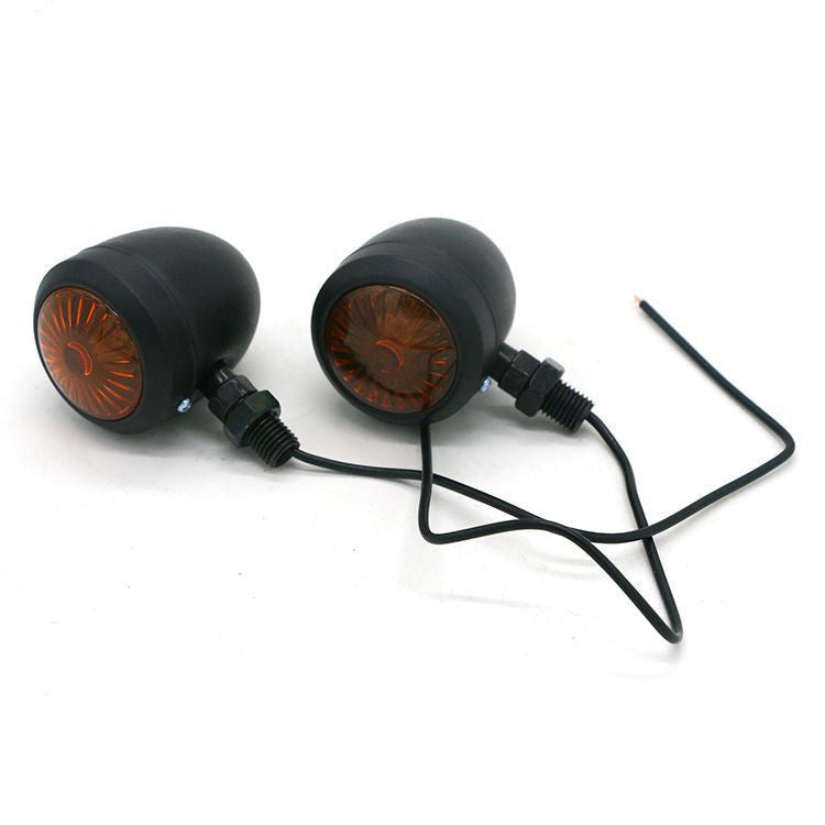 4X Metal Amber Motorcycle Turn Signal Indicator Light Lamp Bulb Black