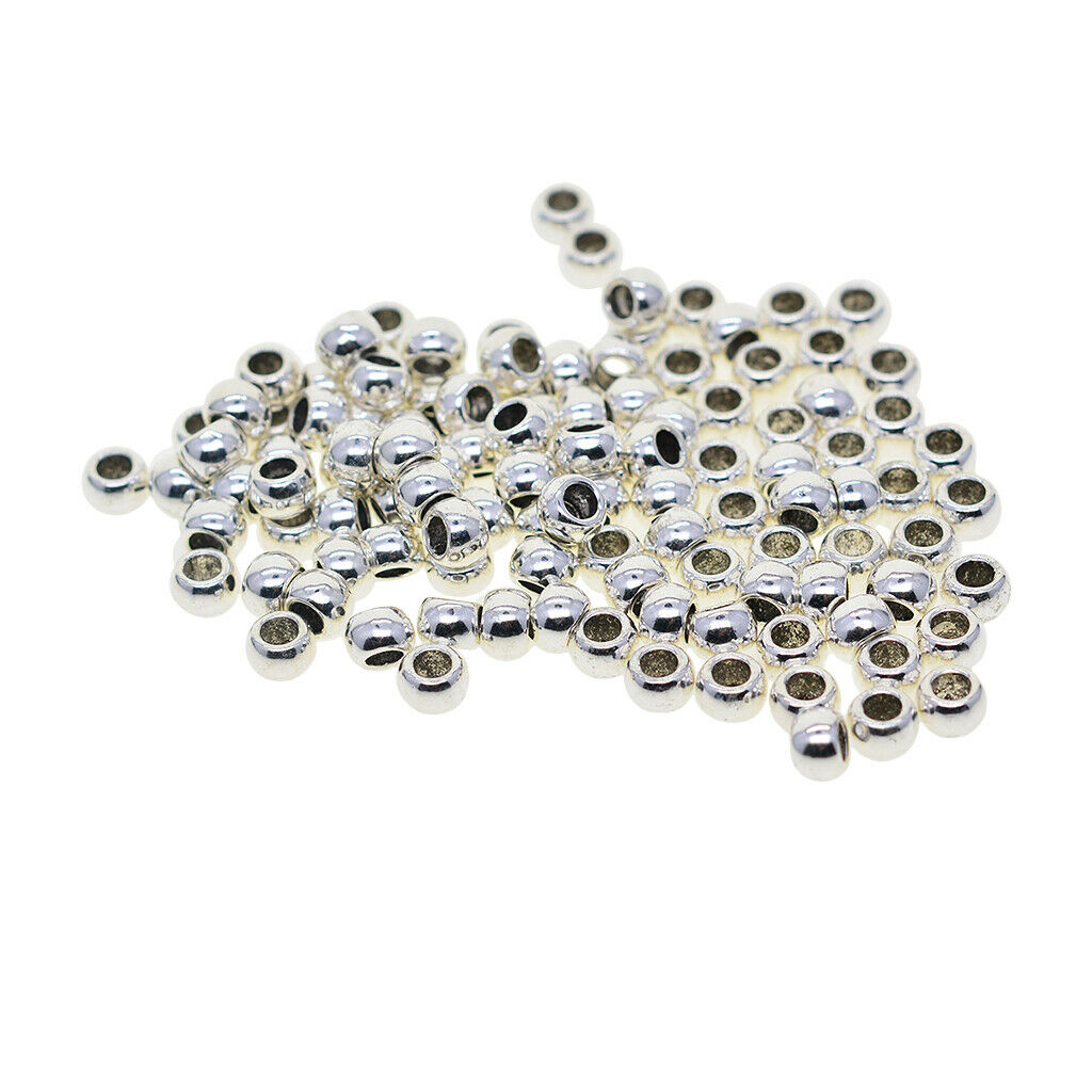 100 Pcs Alloy Round Loose Spacer Rondelle Beads Jewelry Making