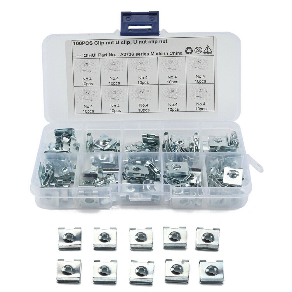 100x Fasteners U Nuts Self Tapping Screws Fasteners Fit Interior Trim Panel Home