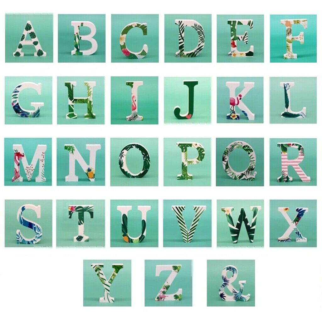 Wooden Creative DIY Tropical Plant Decorative Crafts Letters Random Capitals