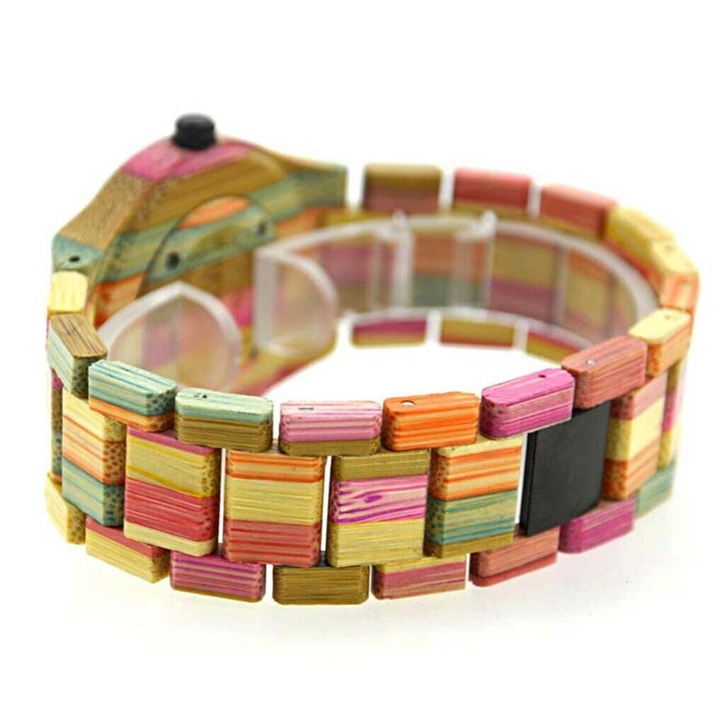 Bewell Handmade Colorful Bamboo Wood Watch Quartz Fashion WristWatch #1