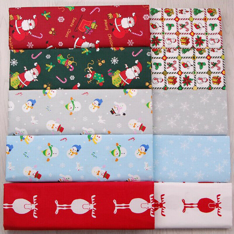 6pcs/Lot Christmas  Printed Twill Cotton Fabric Patchwork Cloth Sewing Ma.l8