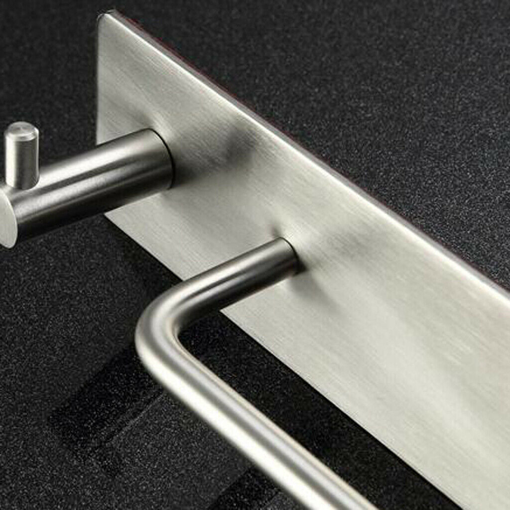 Adhesive Stainless Steel Towel Rack Holder Bathroom Single Towel Bar 34cm