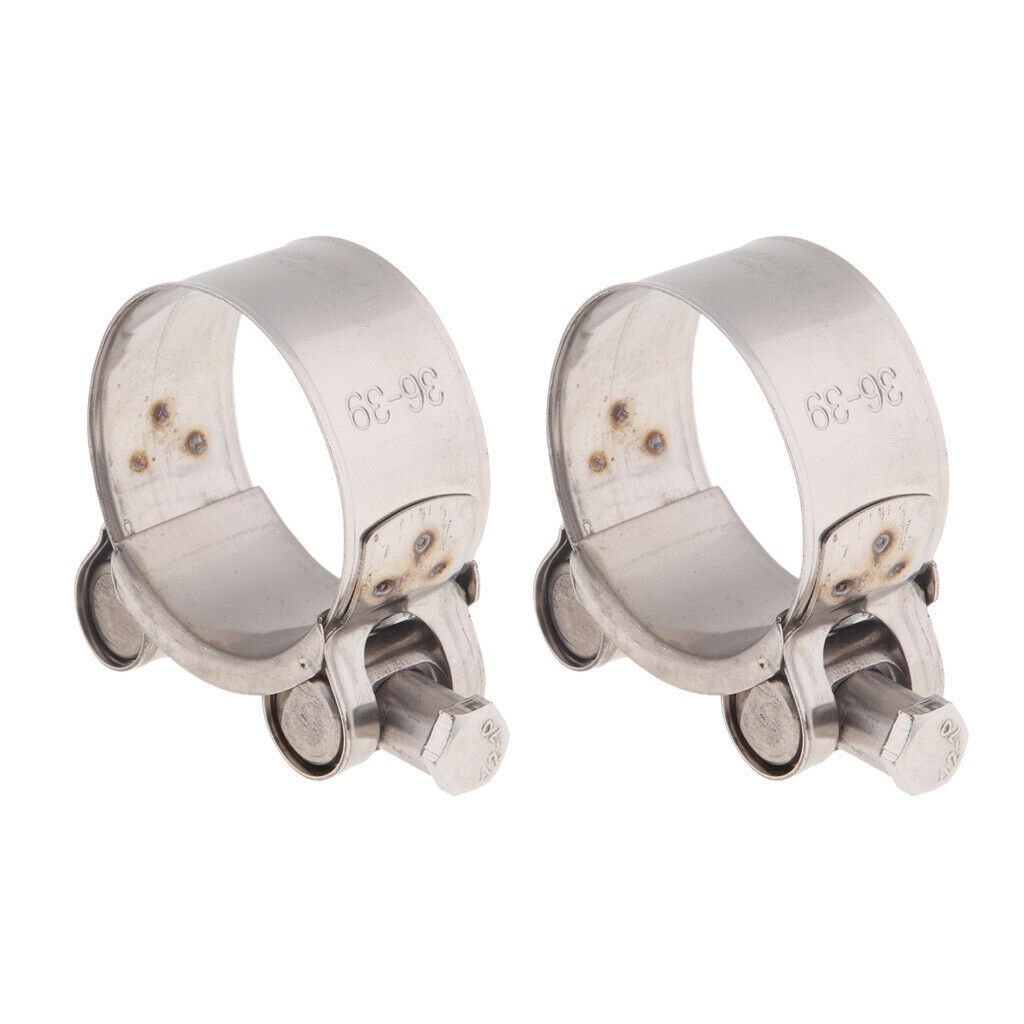 2pcs 36-39 Mm Steel Muffler Silencer Clamps Motorcycle Exhaust Clips O-Clamp