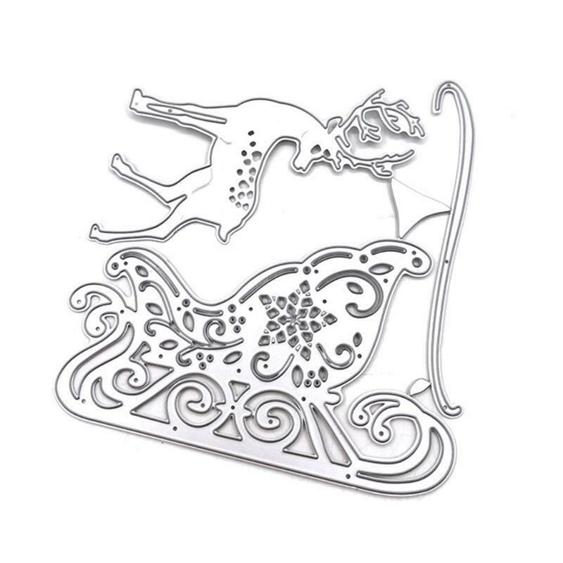 Christmas Elk Sledding Carbon Steel Cutting Dies DIY Scrapbooking Photo Album