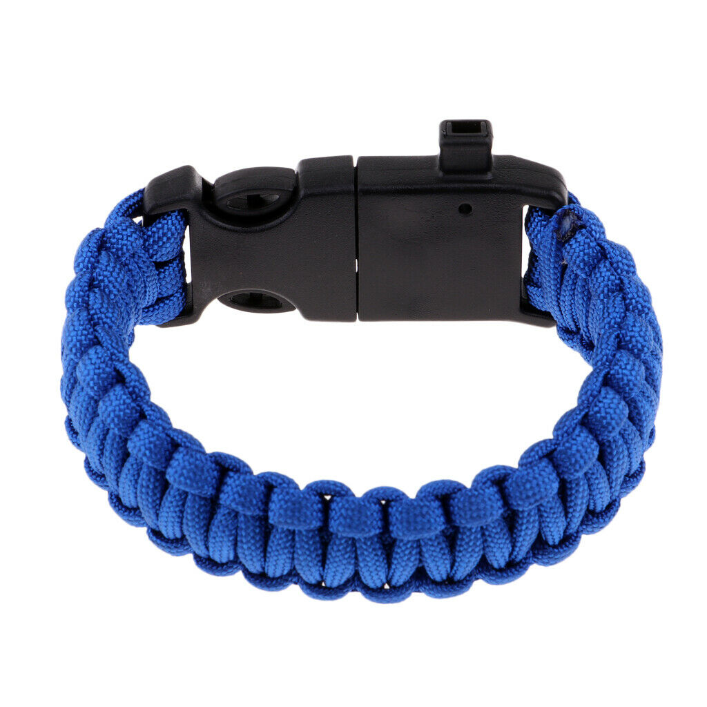 Outdoor Parachute Lanyard Survival Bracelet LED Webbing Rope Cord Blue
