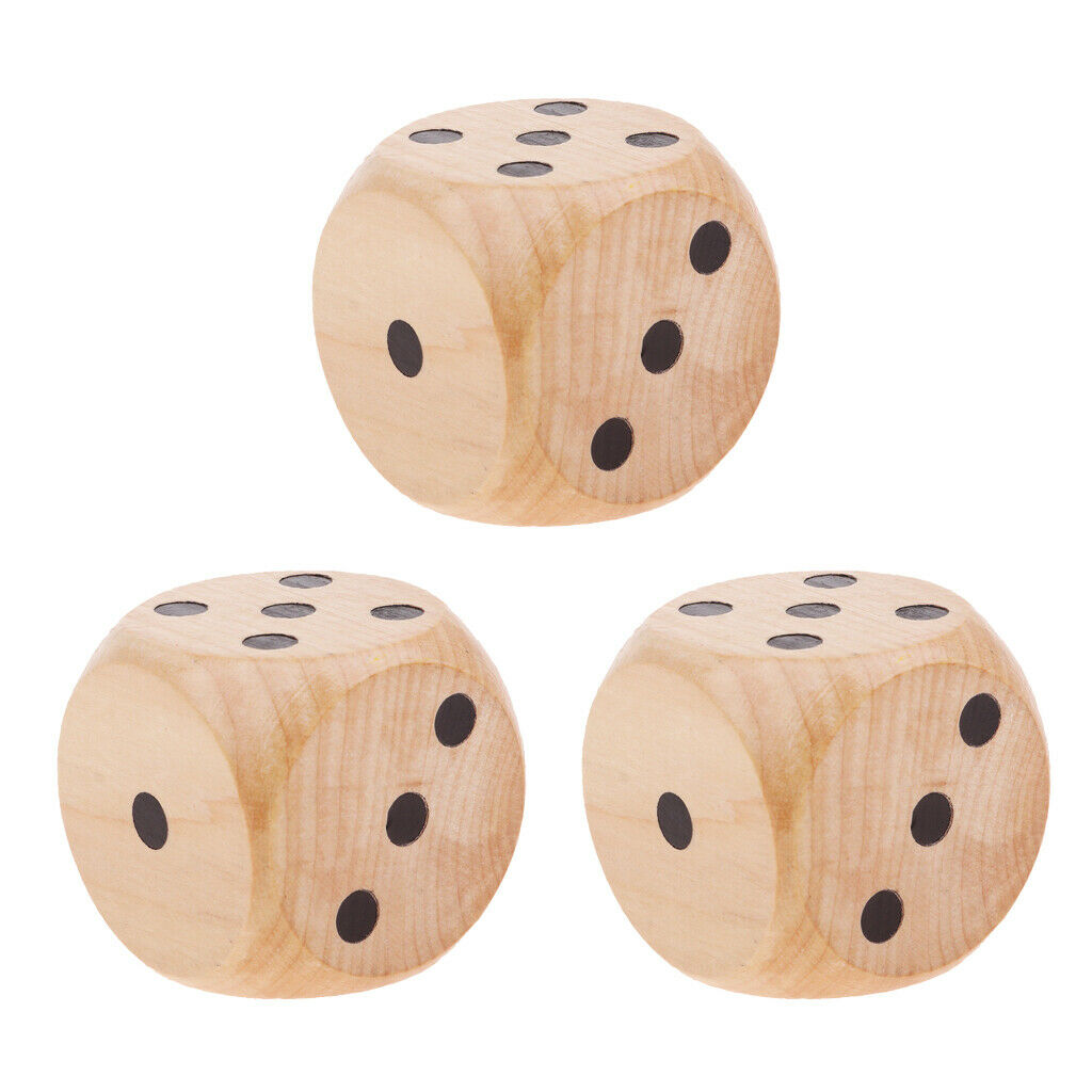 3Pcs Wooden D6 Dice Role Playing for DND RPG Dungeons and Dragons Board Game