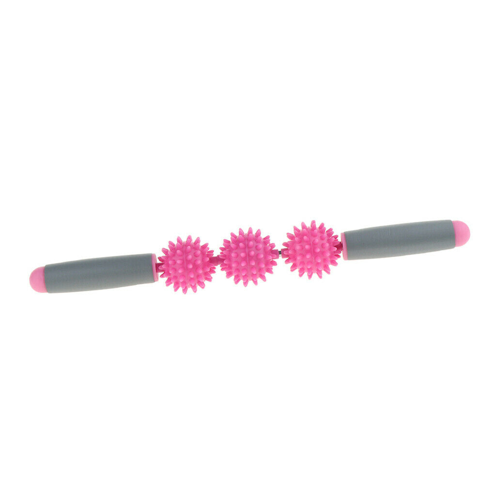 Spiky Ball   Point Muscle Stick Roller Massage Wand Rolling Pink