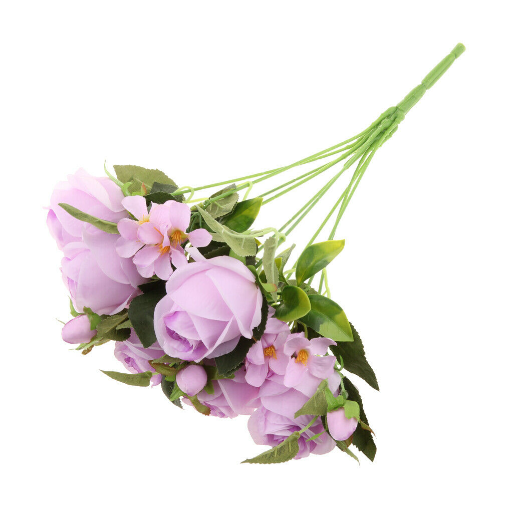 2 Pieces DIY Wedding Rose Silk Flowers 9 Head Arrangements Artificial