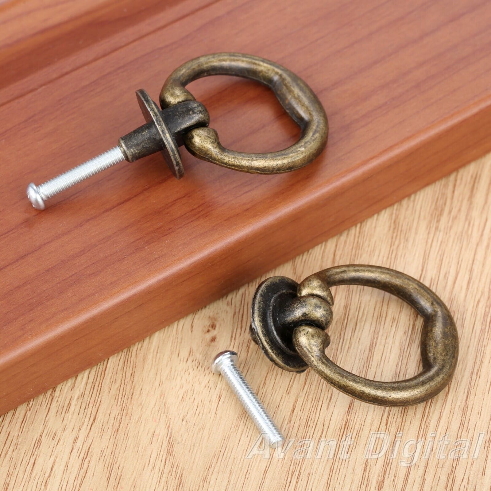 1Pc 46*36MM Cabinet Kitchen Drawer Door Knob Retro Bronze Tone Ring Pull Handle