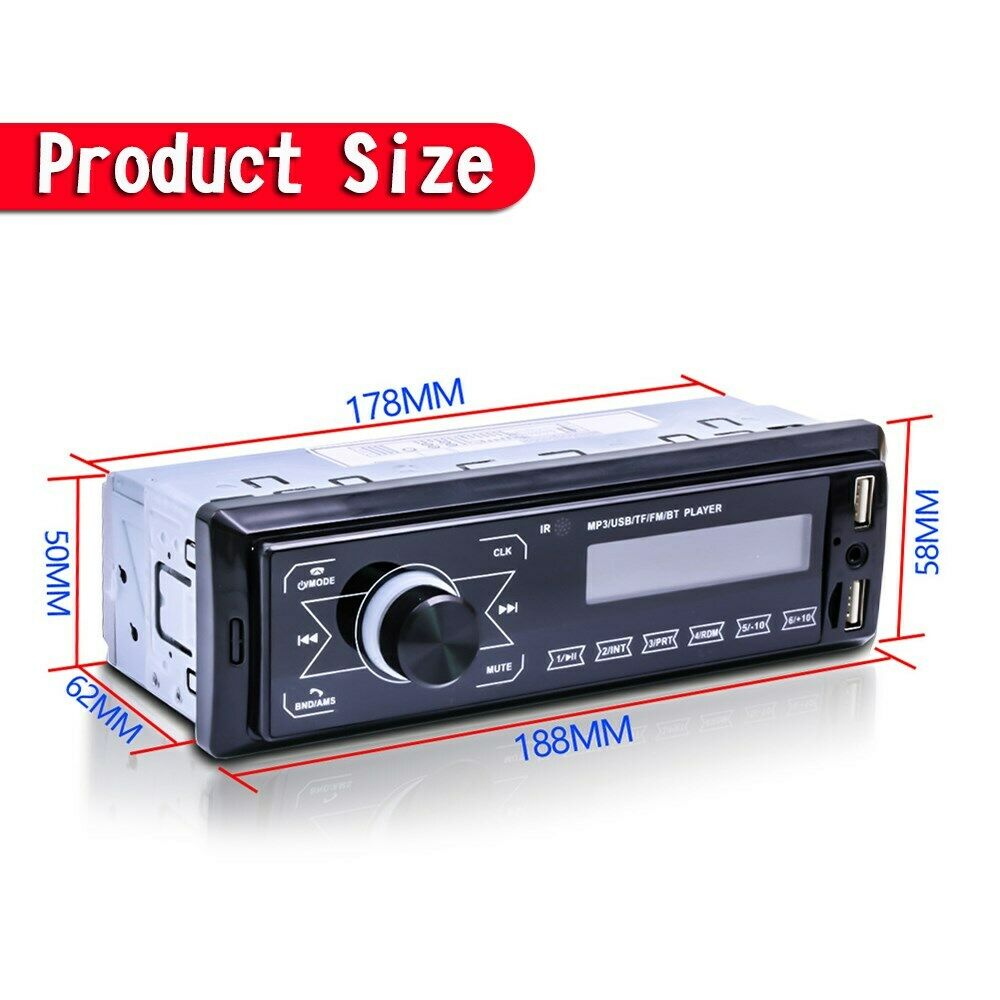 Single-DIN Touch Screen HD Car Stereo In Dash MP3 Player Bluetooth FM USB Radio