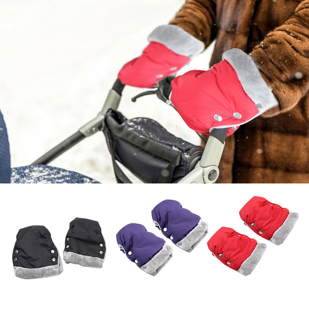 2 Baby Pushchair Gloves Warm Comfort Anti-Freeze Hand Gloves For Women Black