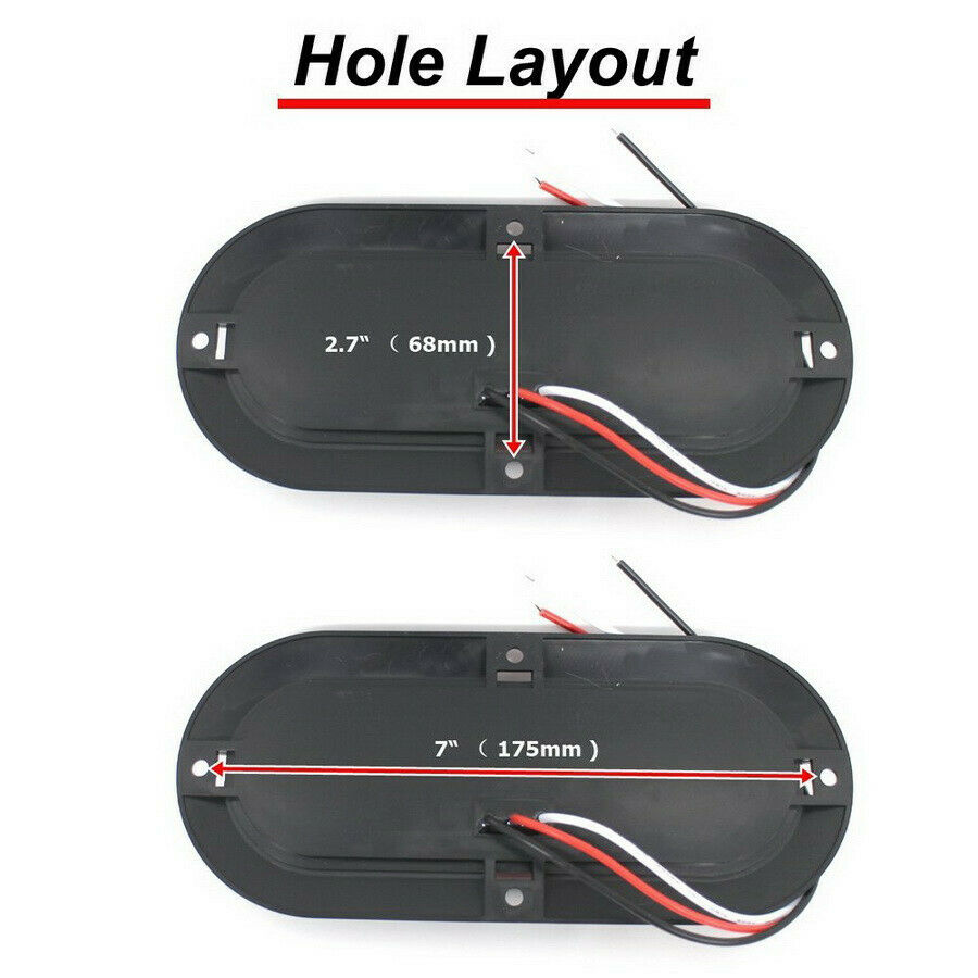 2x 6" 10 LED Red Oval Brake Stop Marker Tail Light for Car Truck Trailer RVs 12V