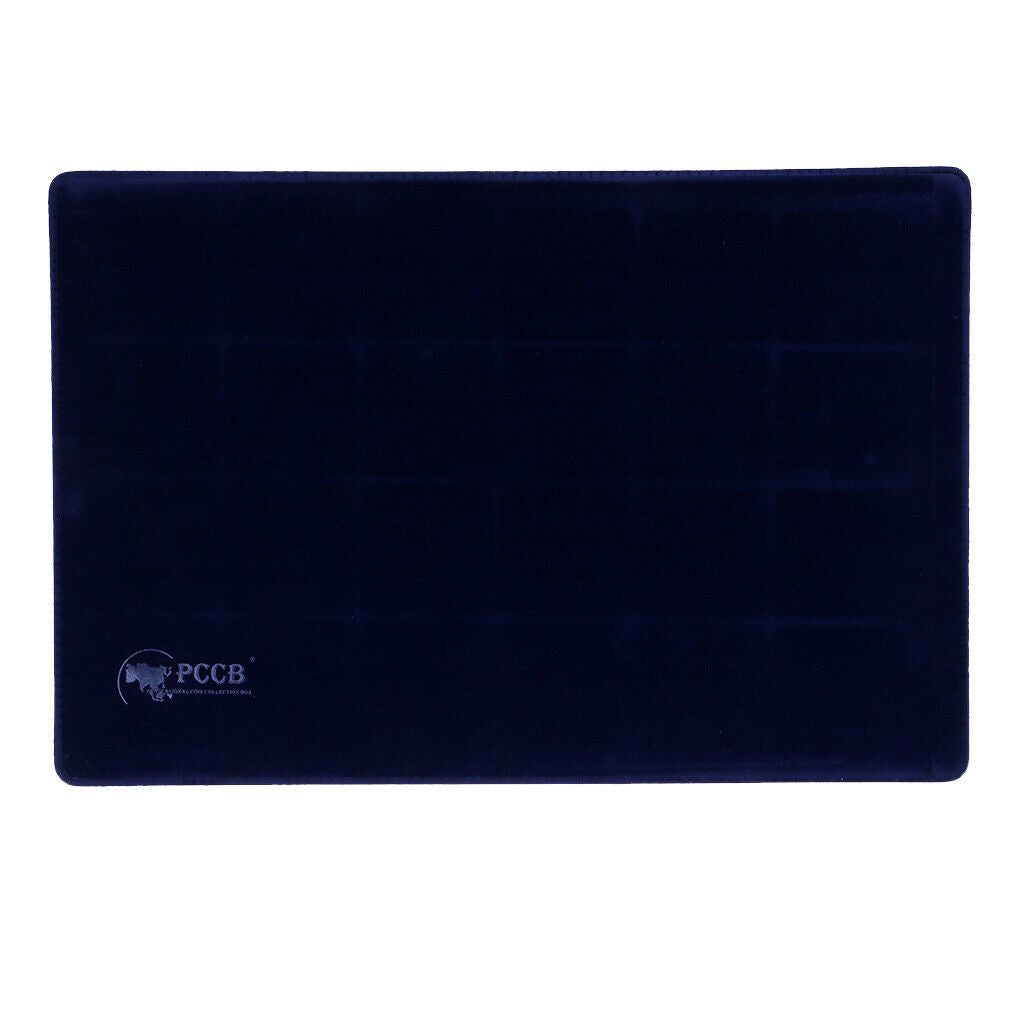45x45mm Velvet Frame Coins/Jewelry Display Exhibition Tray Storage Case-Blue
