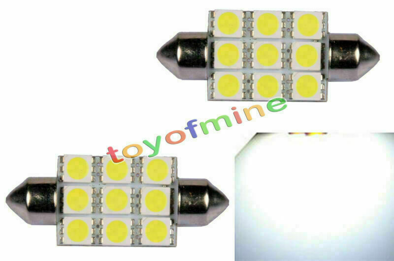 2x C5W 9 LED 5050 SMD Xenon White 39mm Plate Lamp Bulb shuttle Ceiling F