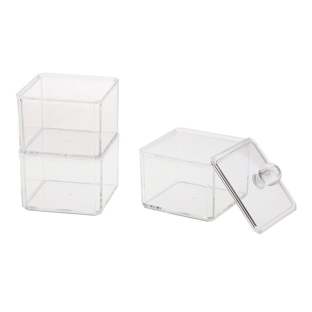 3 Stackable Clear Acrylic Kitchen Storage Box Case Makeup Container with lid