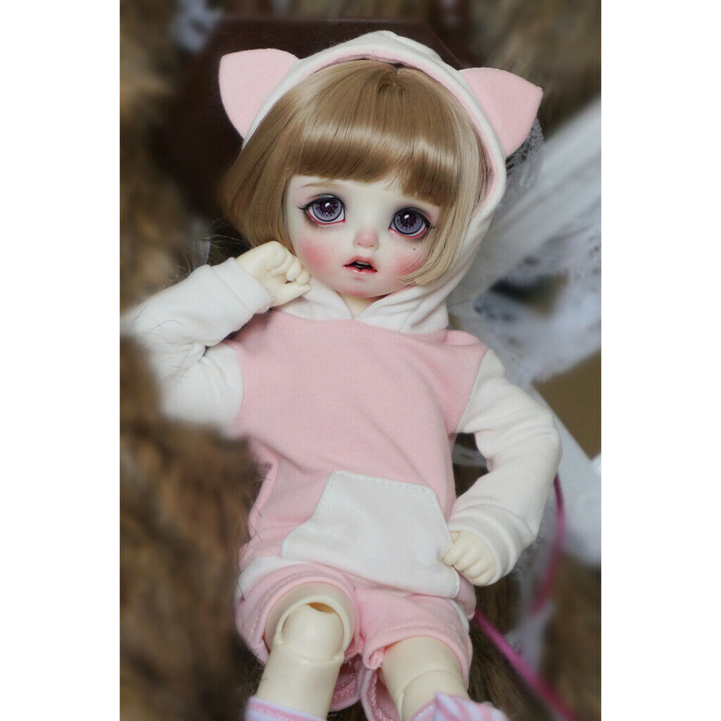 Cute Cat Ear Fleece Hoodie Hoody Sweatshirt For 1/6 BJD SD Pink