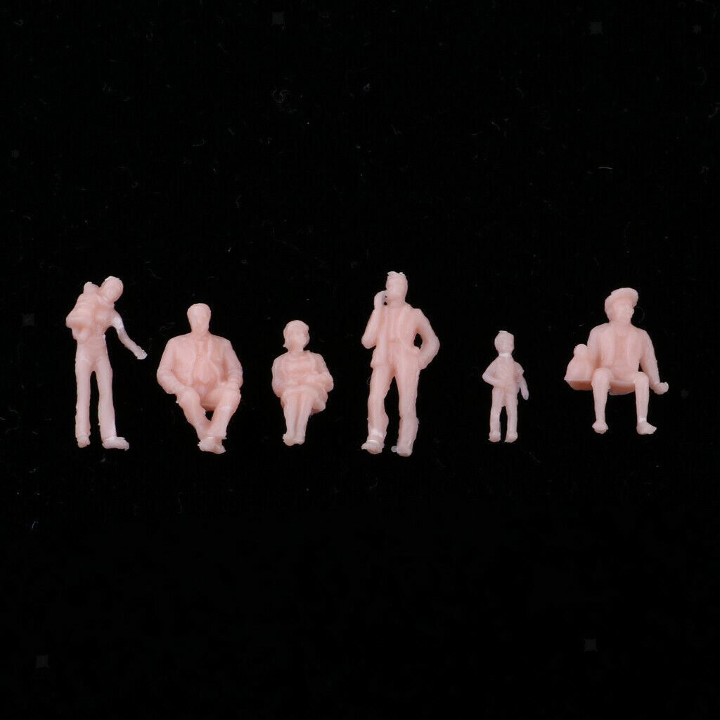 60 Pieces 1/87 Scale Plastic Family People Figures Train Railways LAYOUT