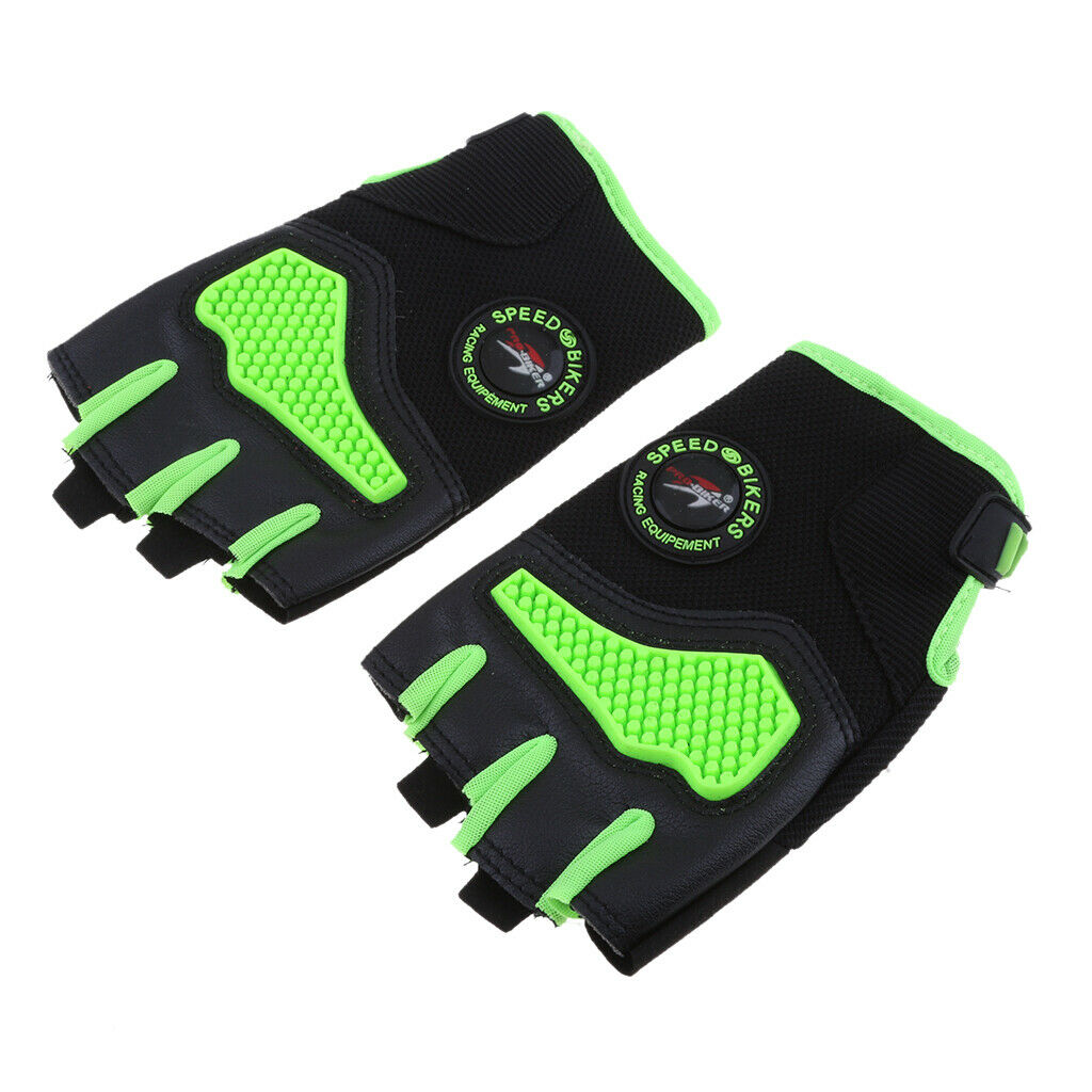 Green Half Finger Gloves for Motorcycle Bicycle Riding Cycling Sports XL