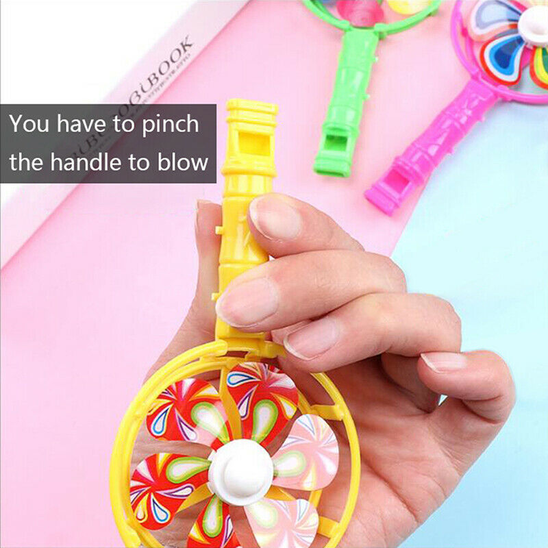 3Pcs/set Children Plastic Windmill Whistling Handle Toys PinwheelATAUY1