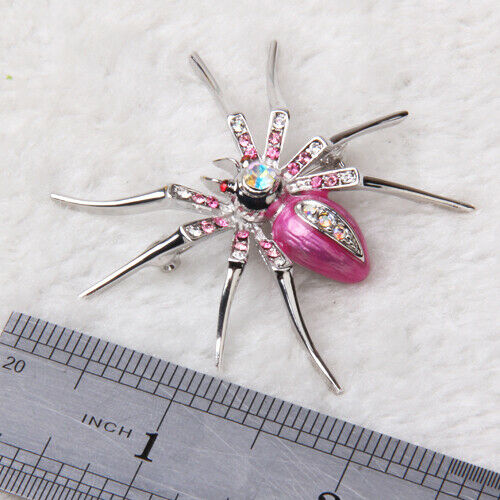 Shiny Dazzling Spider Clip Pin Brooch Colorful Rhinestones Bag Hat Art Decor