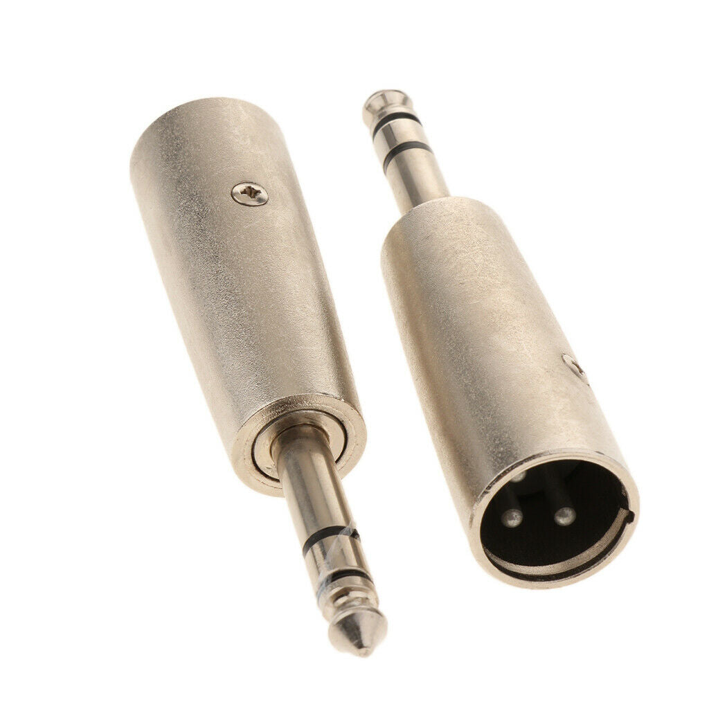 1 Pair / 2x 3Pin XLR Male Plug Connector to 6.35mm Mono Male   Audio