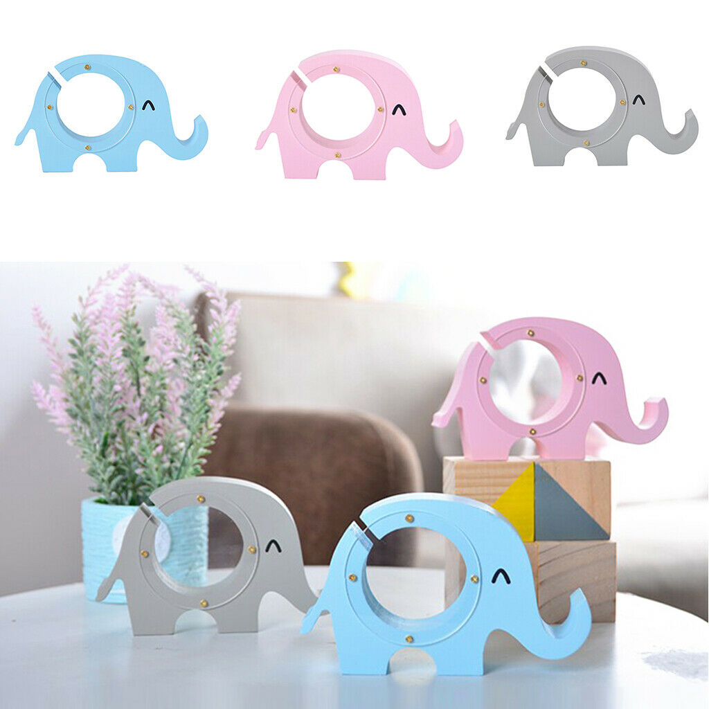 Elephant Coin Cash Box Piggy Bank Wood for Kids Coins Saving,Mobile Phone Holder