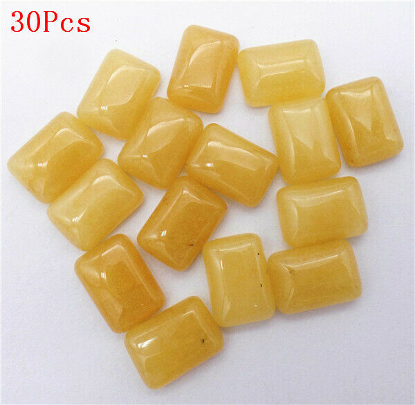 30Pcs 14x10x5mm Natural Yellow Aventurine Rectangle Cab Cabochon DIY HH7284