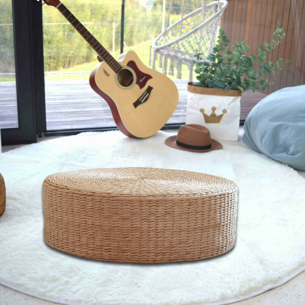 Straw Floor Cushion Pure Handmade Patio Seat Pillow Meditation Flat Mat Pad
