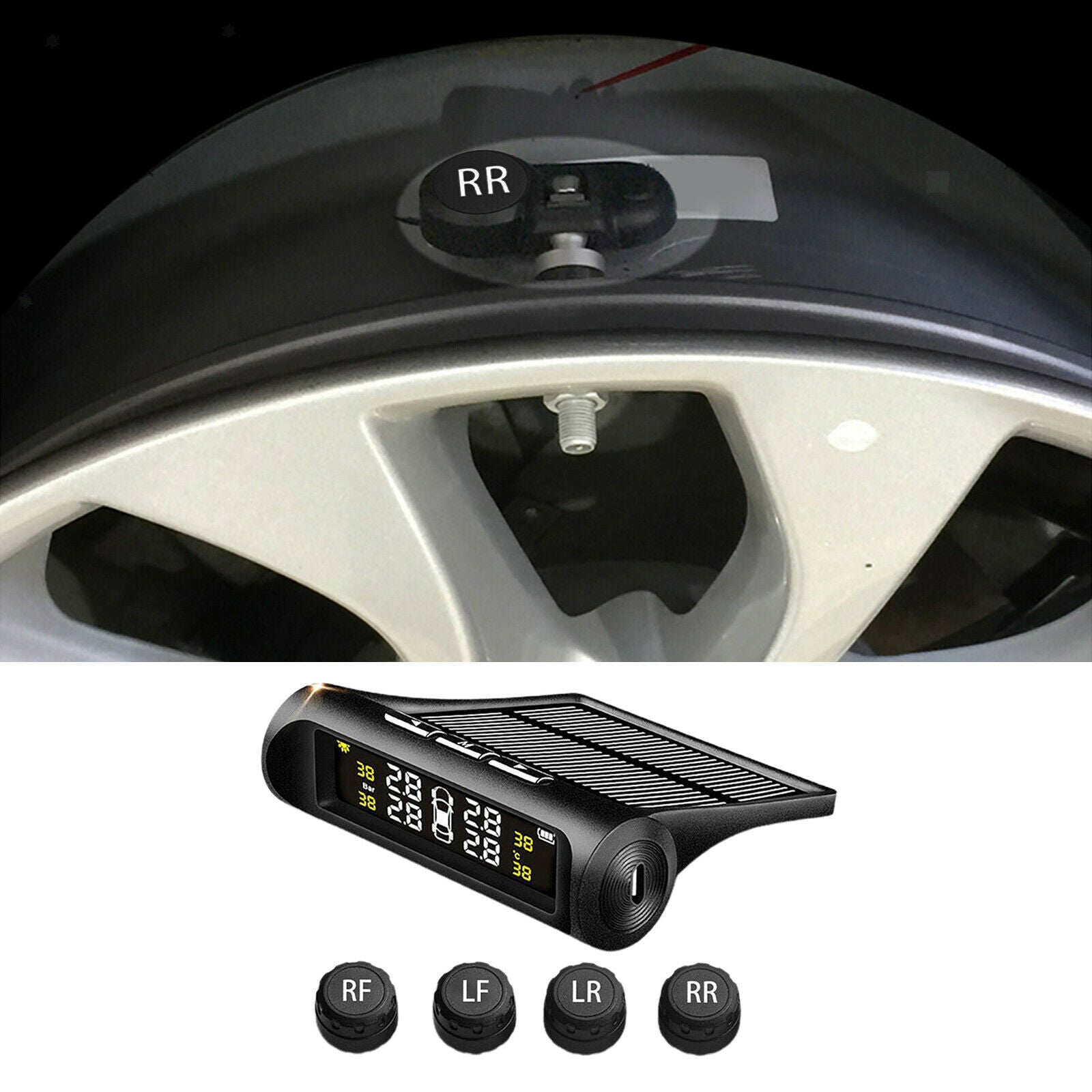 Solar TPMS LCD Car Tire Tyre Pressure Monitoring System for RV Trailer