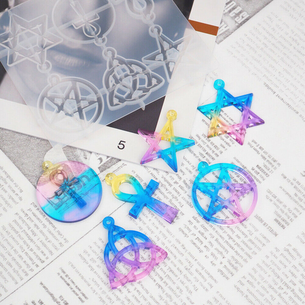 Pentagram Crystal Epoxy Casting Silicone Mold Pendant Jewelry Making Craft DIY