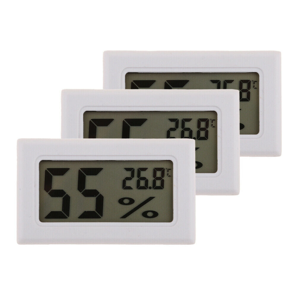 3 pices Digital Temperature Humidity Meter Gauge Mini Thermometer Hygrometer LCD