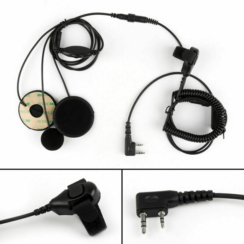 1x 2 Pin Motorcycle Helmet Headset Adjustable Volume PTT For Kenwood Radio  AT2