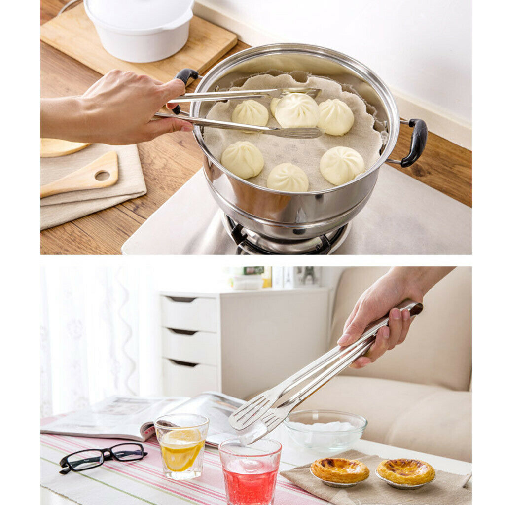Stainless Steel Tongs BBQ Kitchen Cooking Food Serving Utensil Tongs 24x4.5cm,