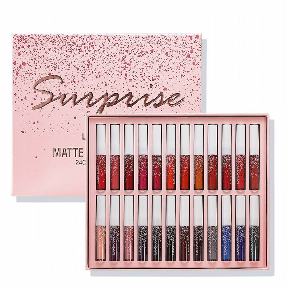 Matte Waterproof Non-stick Cup Long Lasting Lip Gloss Gift Set 24 Lip Gloss Set