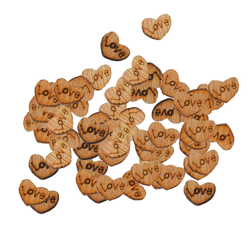 50pcs Love Rustic Love Heart Wooden Pieces Cutout Craft Wedding Decor