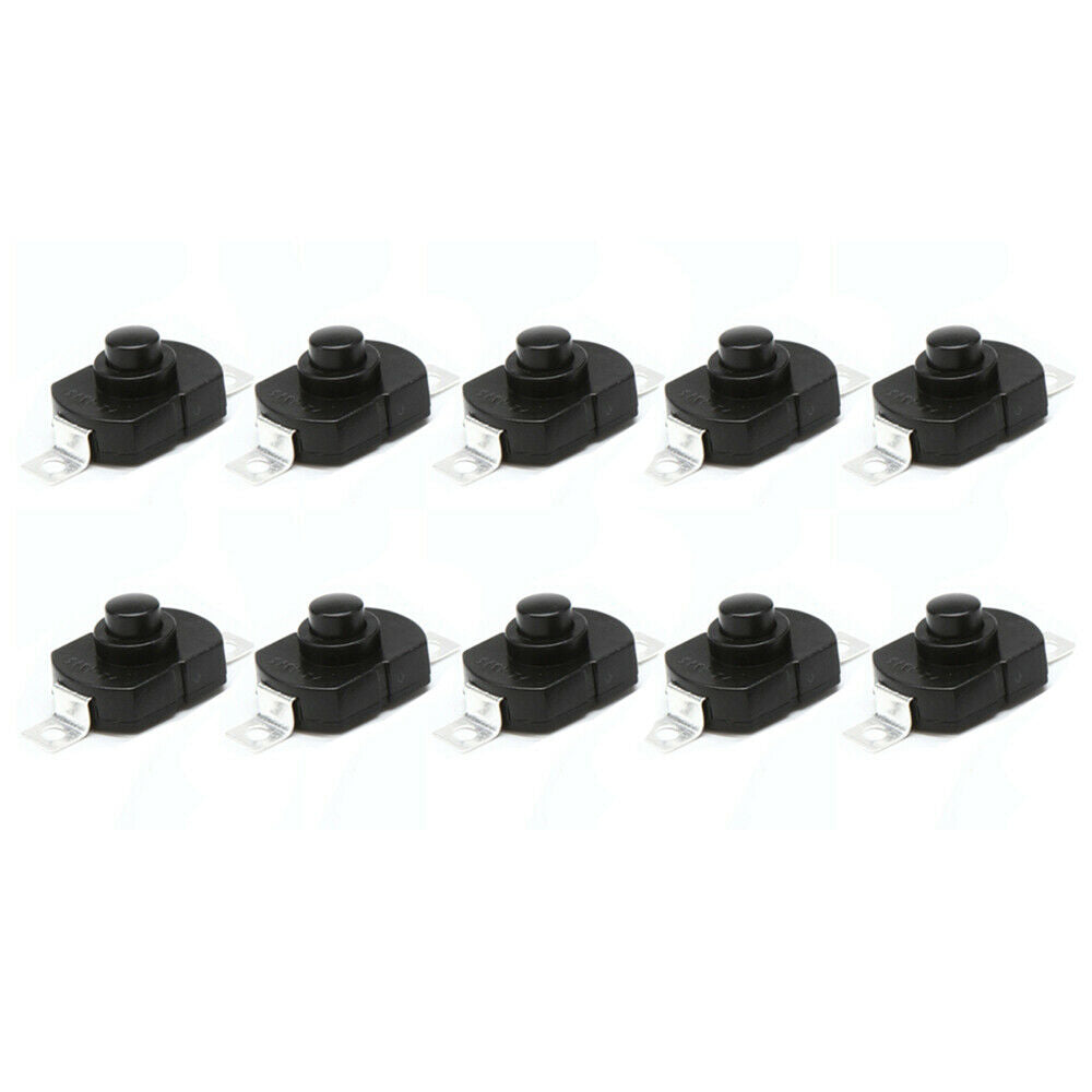 10Pcs/Lot DC250V 1.5A Black On Off Mini Push Button Switch for Electric Torch
