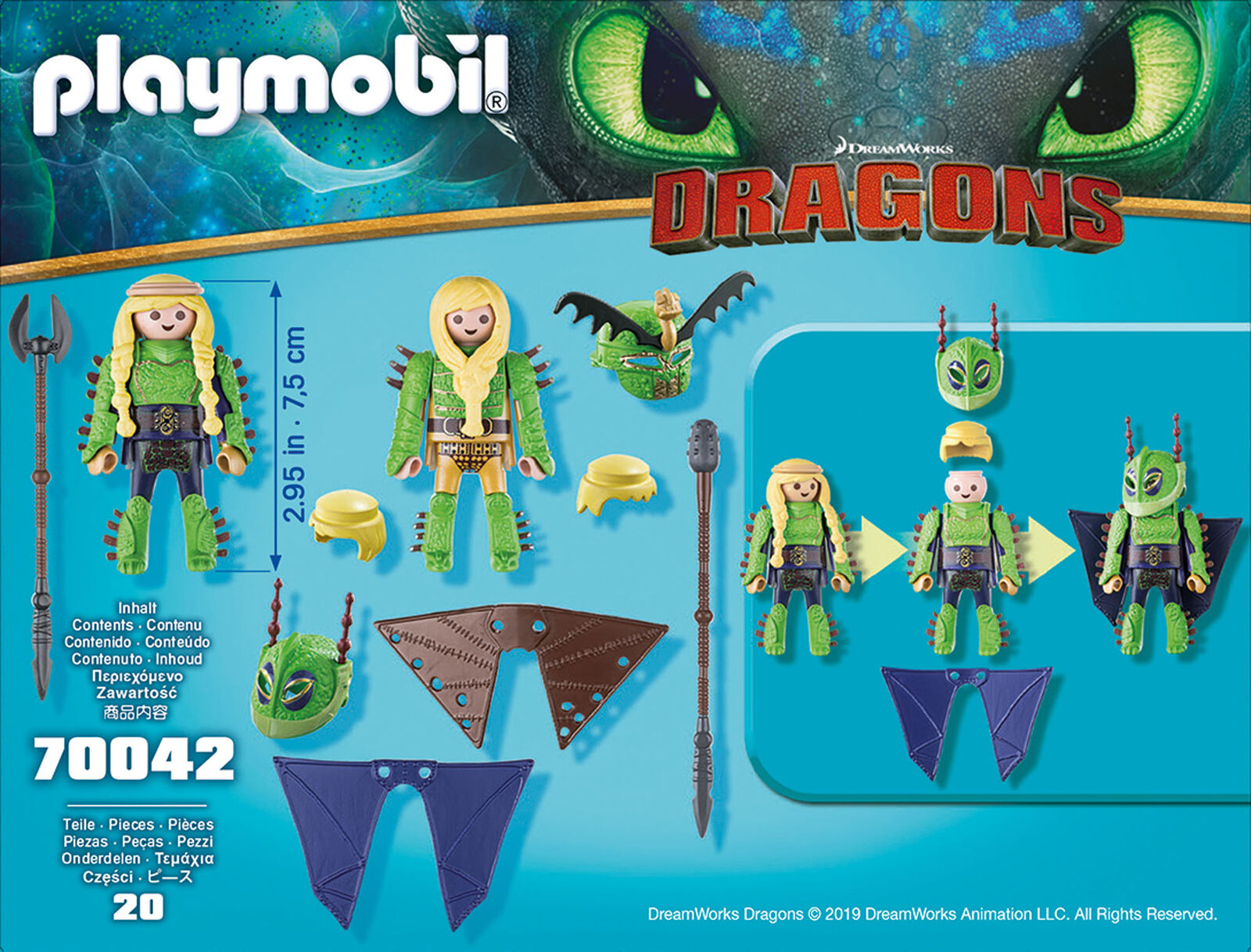 70042 Playmobil Dragons Ruffnut and Tuffnut with Flight Suit Dragons 20pcs 4yrs+