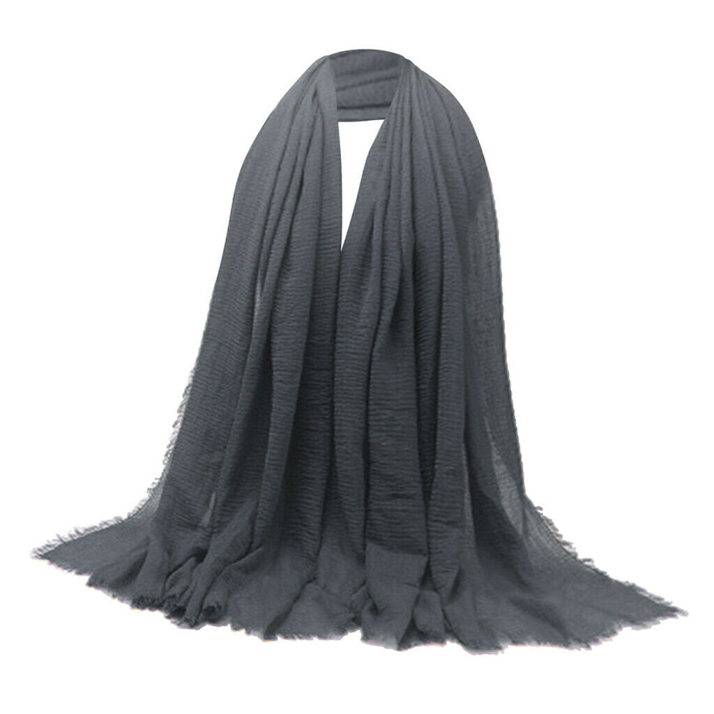 2 Pieces Womens Fashion Long Scarf Crinkle Hijab Shawl Headscarf Headwrap