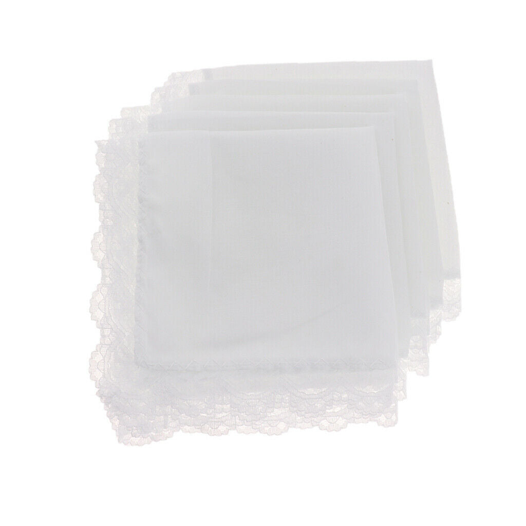 3X 5Pack Men Women Wedding Cotton Handkerchiefs Border White Hanky 23x25cm New