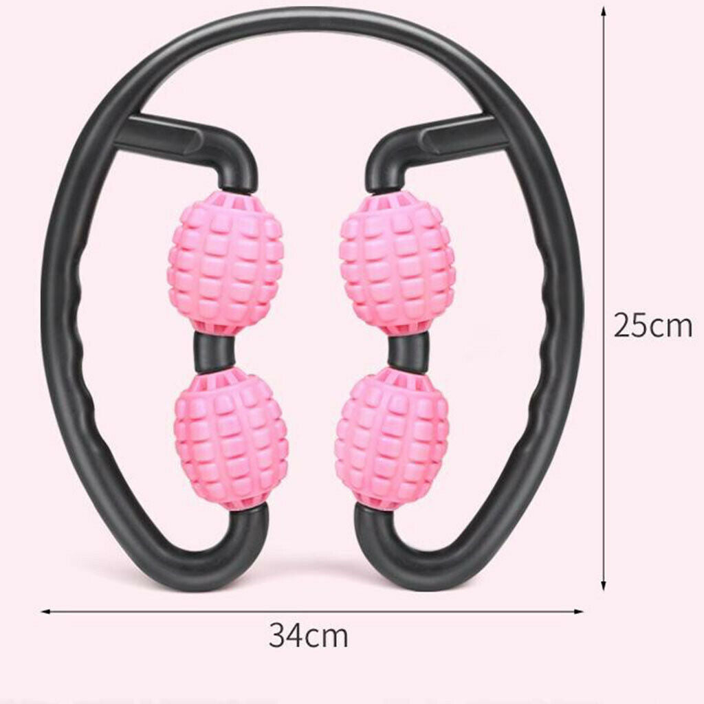 2x 4-Wheels Massage Rolling Stick Leg Calf Back Muscle Roller Massager Tool