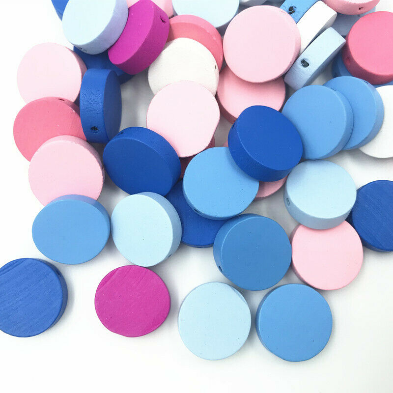 50X Mixed color Spacer Beading Wooden Beads Kids Pacifier Clip Accessories 20mm