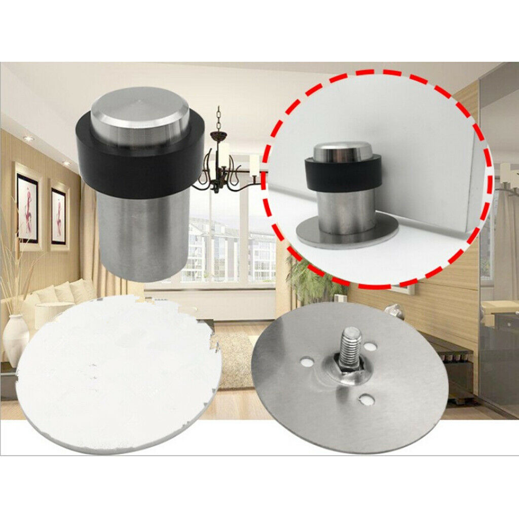 Stainless Steel Round Door Stop Stopper Wedge Jam Block Floor Protector 46mm