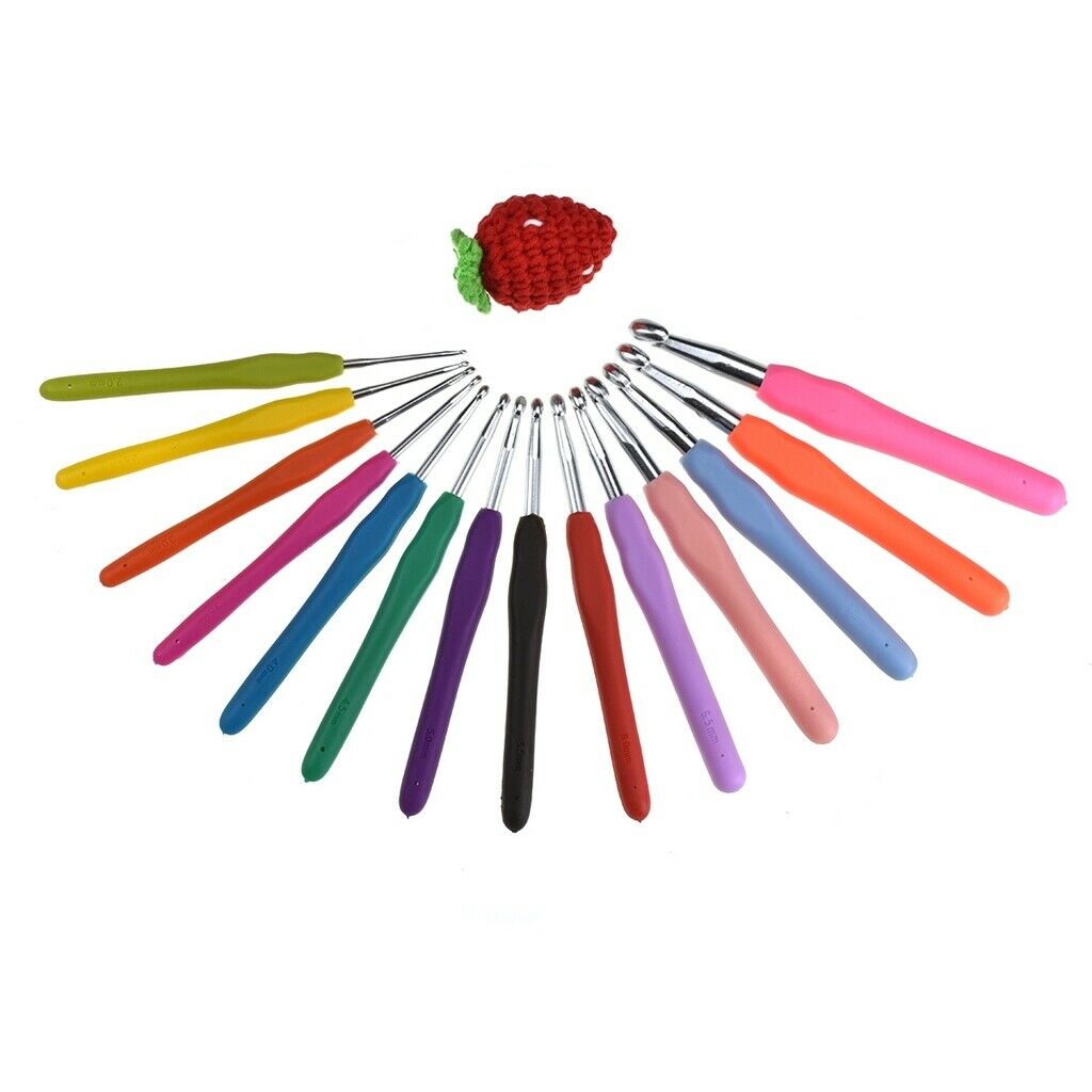 Crochet Hooks Kit Portable Soft Handle Knitting Gauge Tools for Beginner