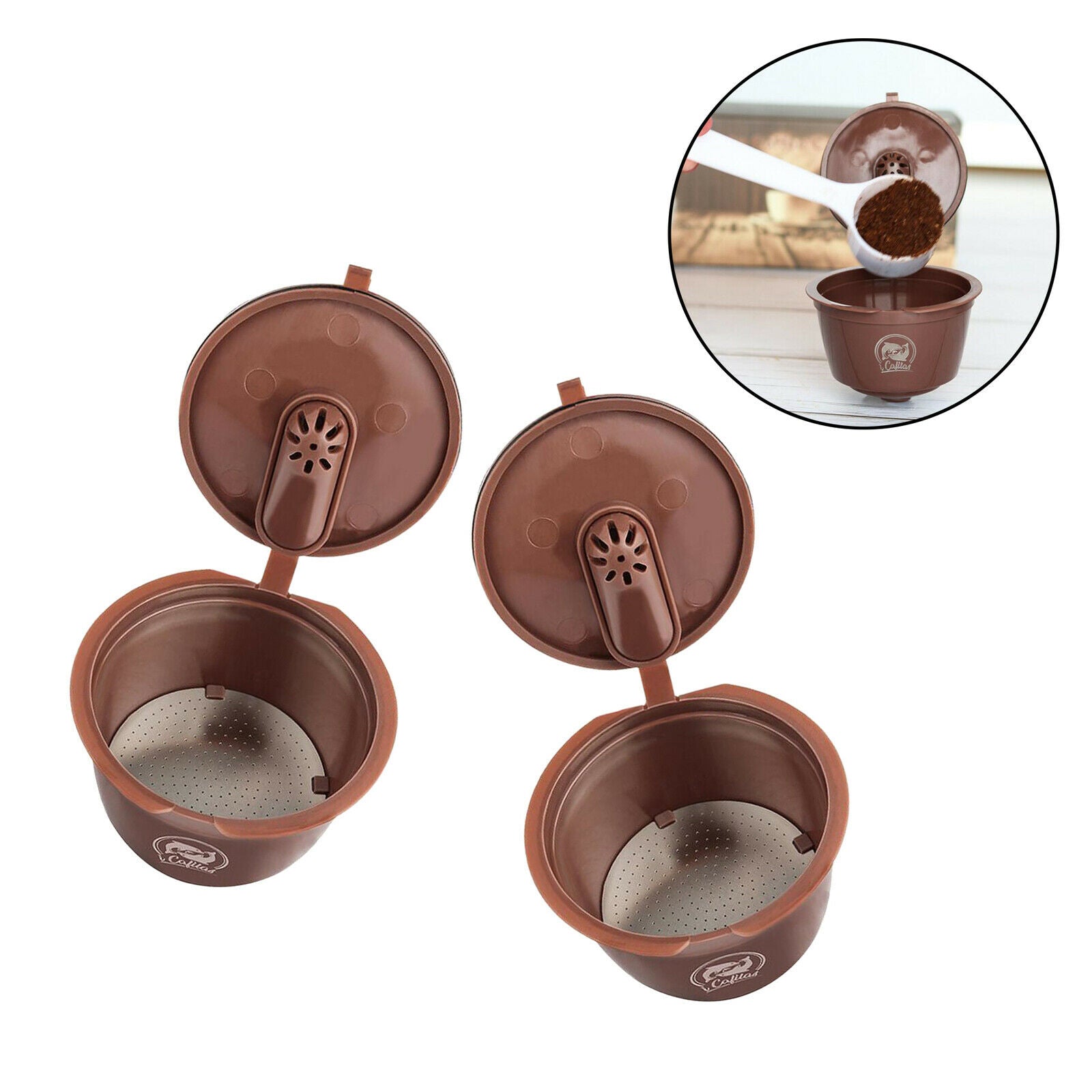 2pcs Household Refillable Coffee Capsule Pod Reusable Filter Pod Durable