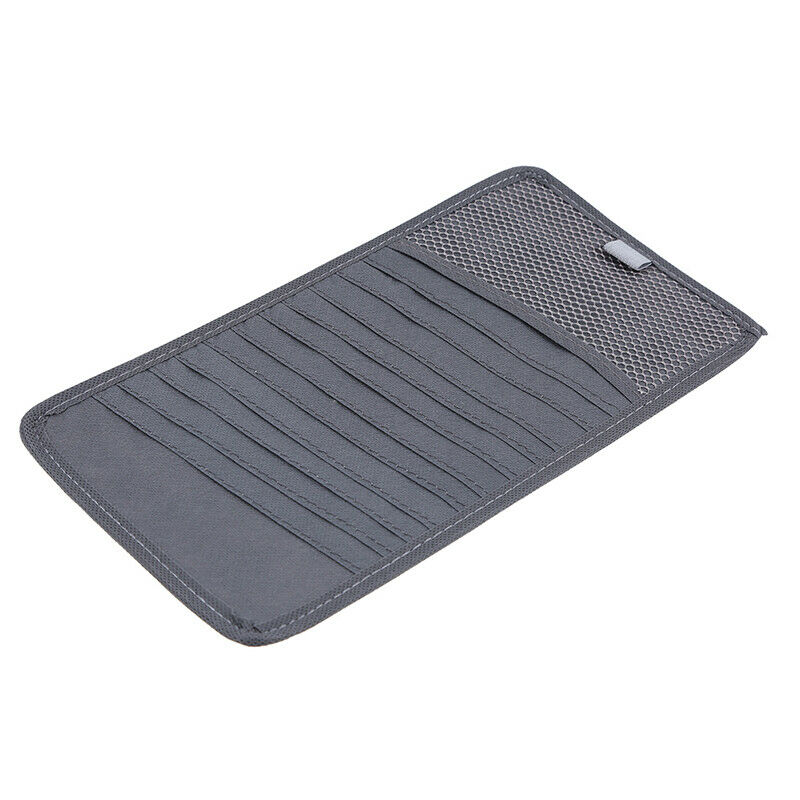 Grey Car Sun Visor Cover Disc CD DVD Card Case Wallet Storage Holder Organizer