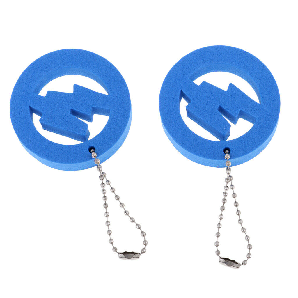 2X 2 Pieces Round Buoy EVA Floating Keychain Keyring Water Key Float Blue