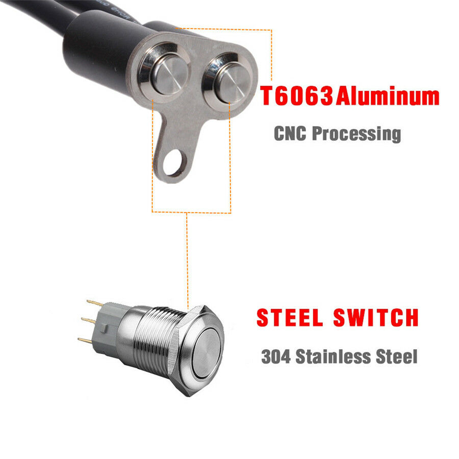 Dual Button Self-Lock &Instantaneous Switch for Lights, Horn, Engine Kill Start