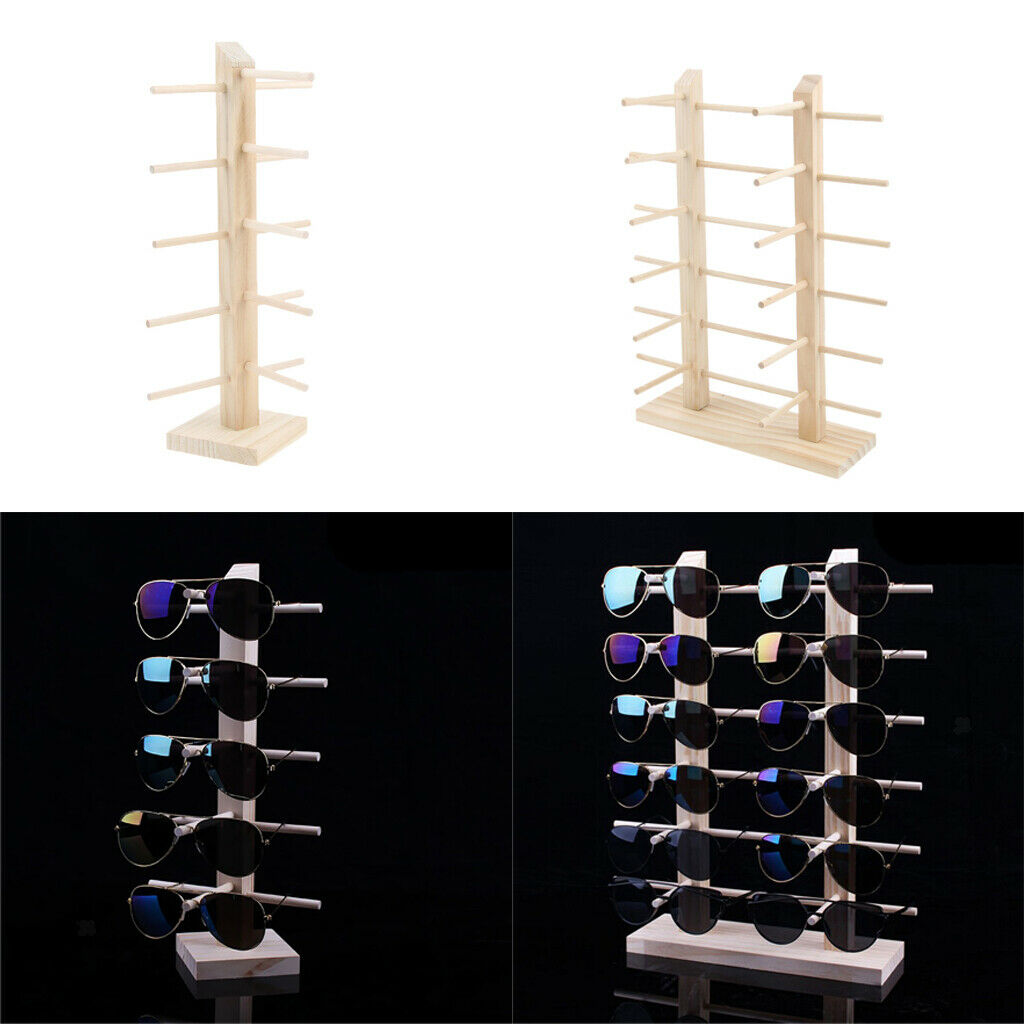 2x Wood Sunglasses Eyeglasses Glasses Rack Display Stand Holder